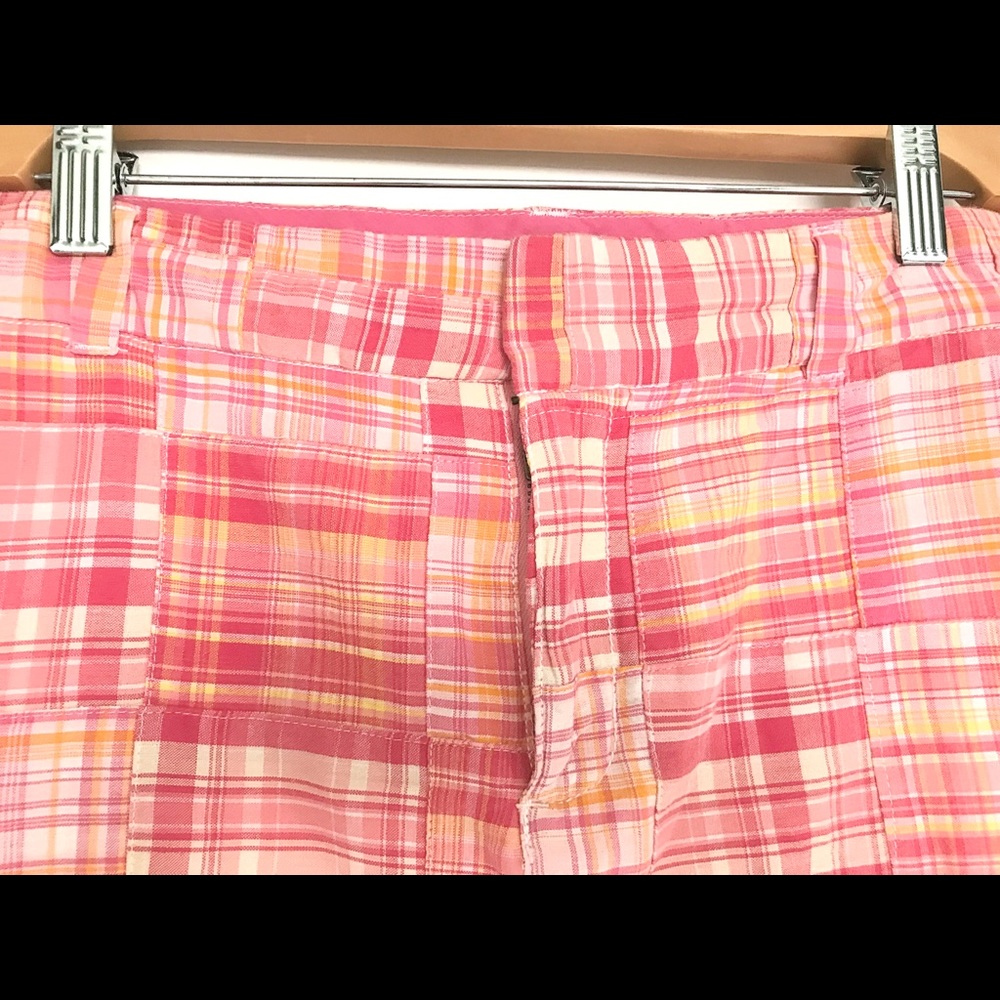 British Khaki Pink Plaid Cotton Skirt with Pockets size 6 - Picture 2 of 7